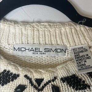 Michael Simon Ivory Knit with Black Accents vintage